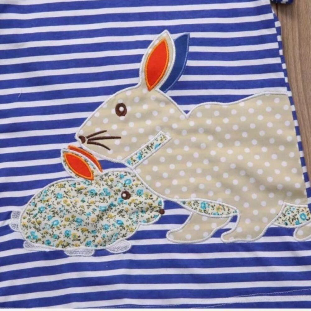 Embroidered Bunny Rabbit Dress Easter Spring - Picture 4 of 7